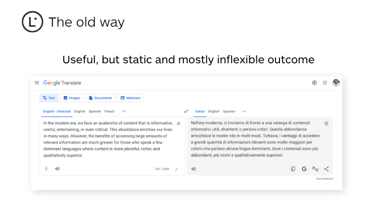 Ai automated translation - MT, the old way | Lara Translate