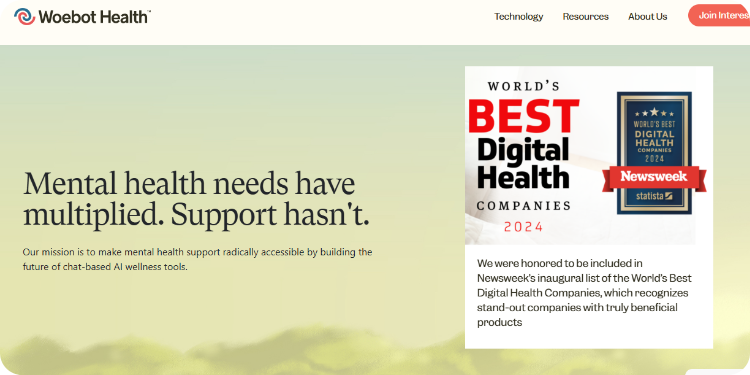 Woebot Health - Top AI tools for Mental Health - Lara Translate