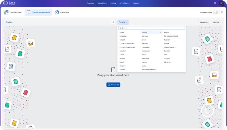 Document Translation - Language AI - Lara Translate