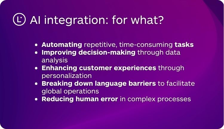 What to integrate with AI - Integrate AI - Lara Translate