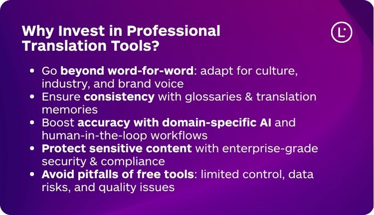 Investing in Quality - Free vs Paid Translation Tools - Lara Translate