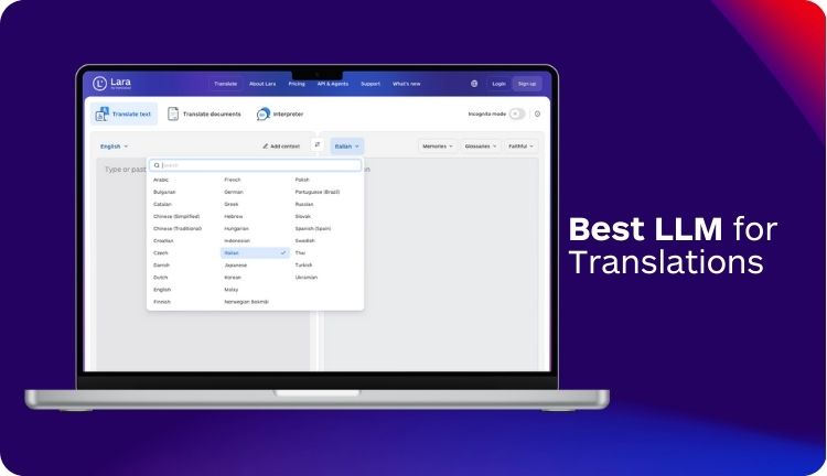 Best LLMs for Translation - Lara Translate