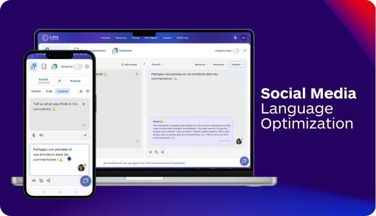 Translation Tools for Social Media - Lara Translate