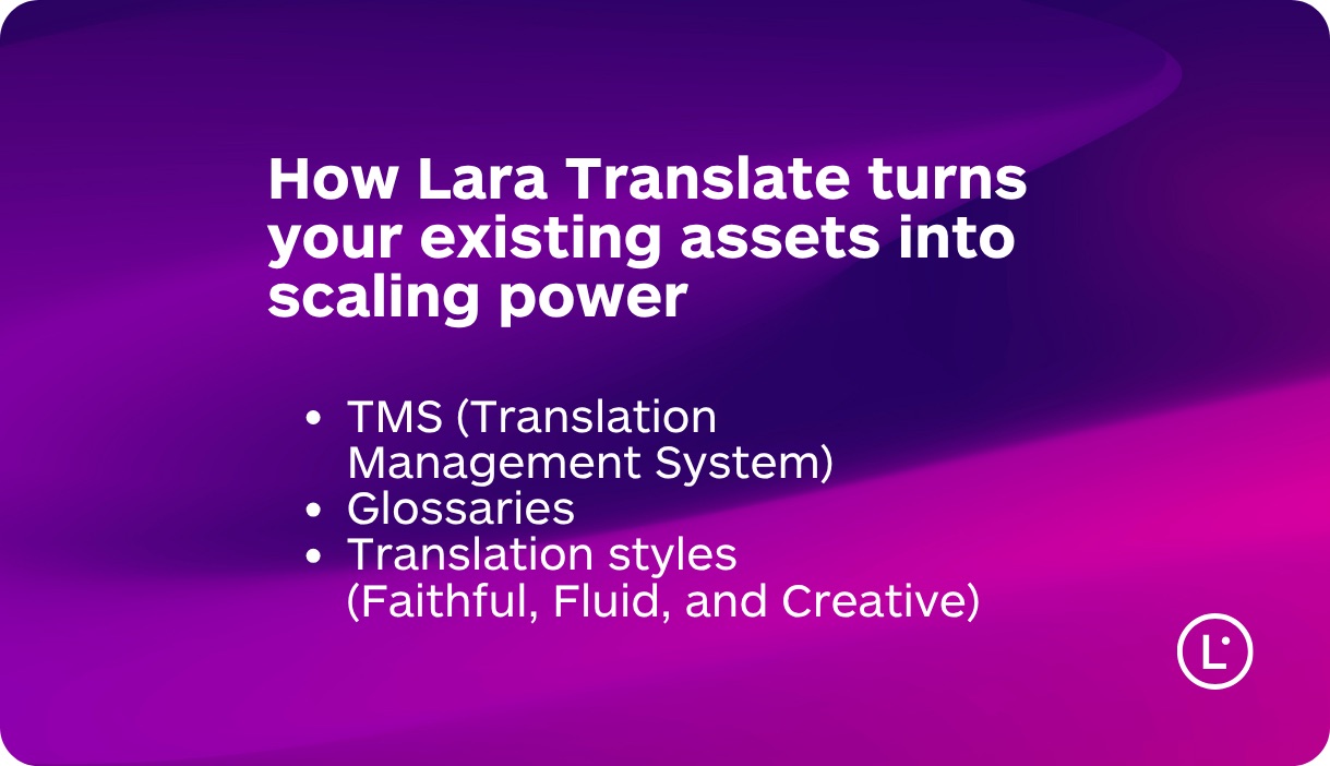 AI localization with translation memories - Lara Translate