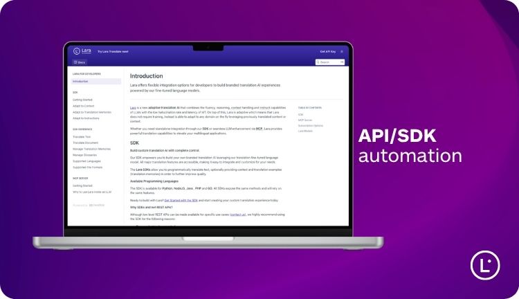 API or SDK - Translate a Website into Multiple Languages - Lara Translate