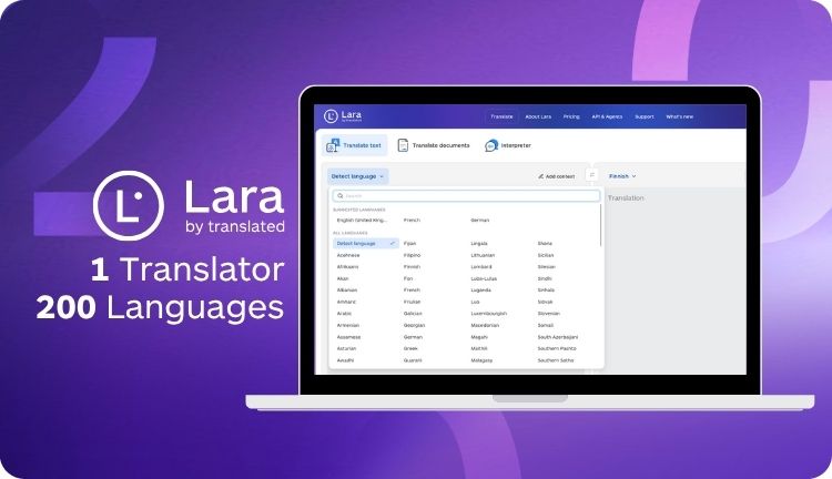 Lara 200: AI translator with 200 languages - Lara Translate