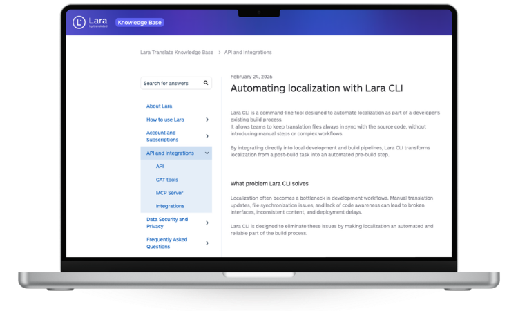 Lara CLI - Lara Translate - Lara Translate February 2026 updates