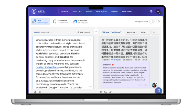 best English to Chinese translator Lara Translate