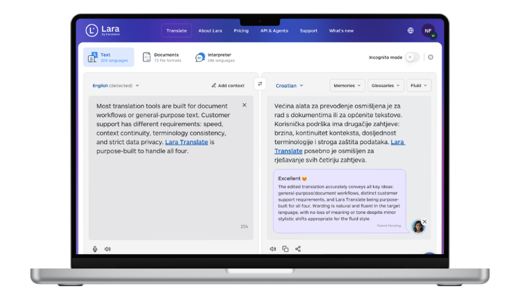 Real Time Translation for Customer Support with Lara Translate