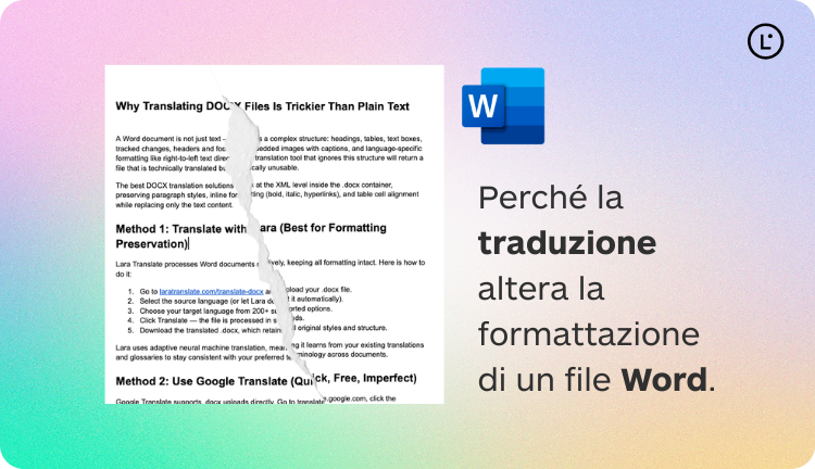 Come tradurre un file word online senza perdere la formattazione - Lara Translate