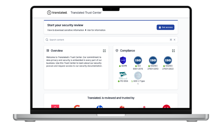 Translated Trust Center - Lara Translate