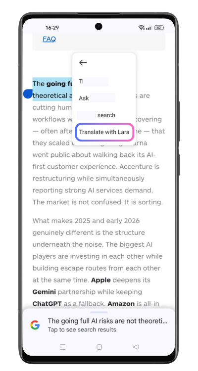 Set Lara as default translation app