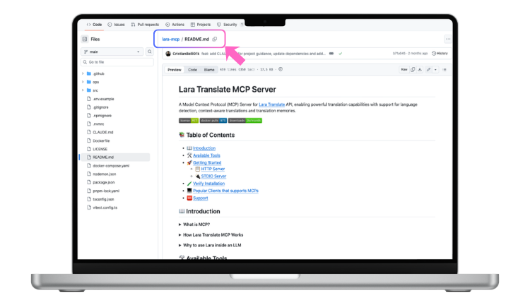how to localize a readme file for github with Lara Translate