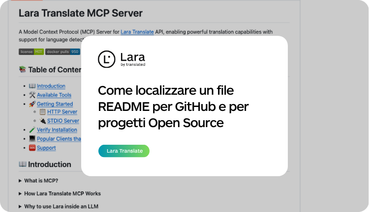 Come localizzare un file README online con Lara Translate