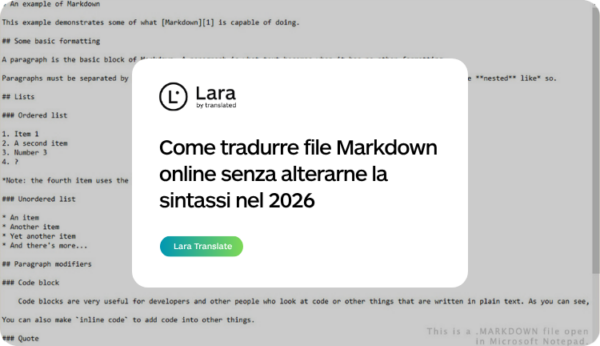 Come tradurre un file markdown online con Lara Translate