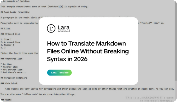 translate a markdown file online - Lara Translate