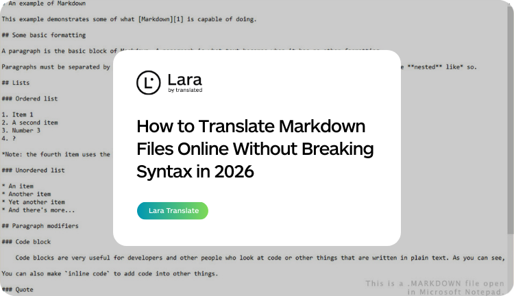 translate a markdown file online - Lara Translate