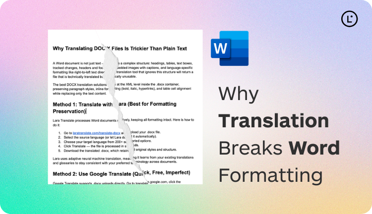 translate word document without losing formatting - Lara Translate
