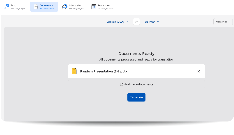 Translate a pptx into multiple languages with Lara Translate
