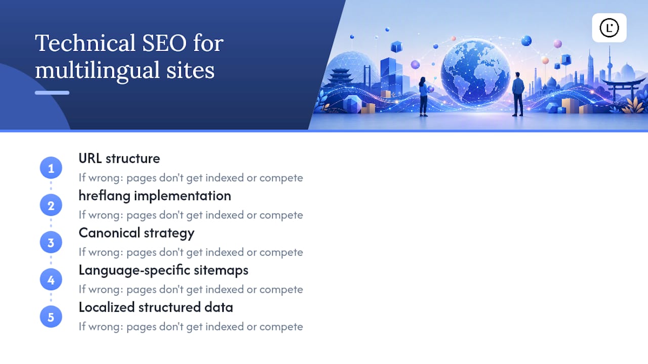 Technical SEO components for multilingual sites diagram