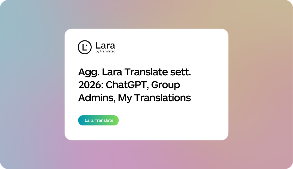 aggiornamenti Lara Translate settembre 2026