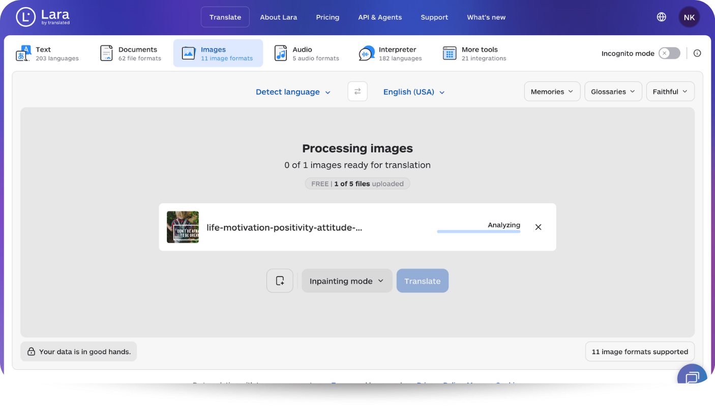 OCR-lara-image-to-image-translation-upload-image